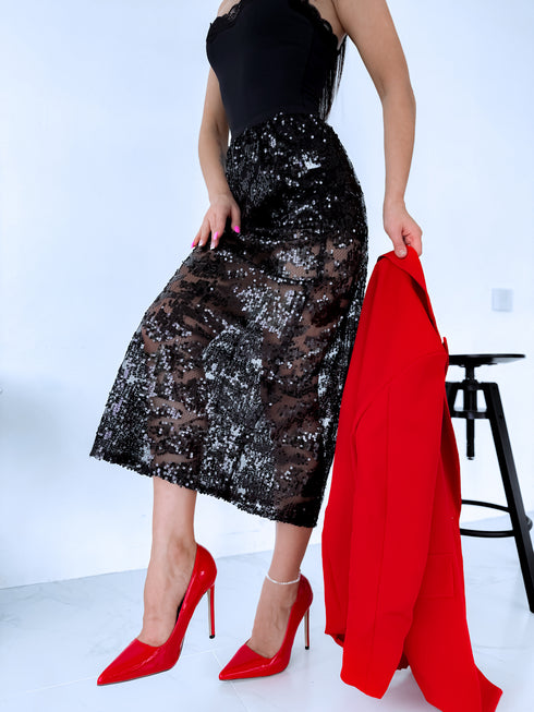 Flitter skirt "POWDER A01" - BLACK